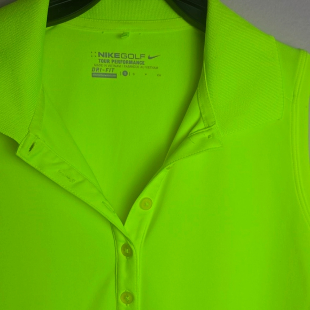Wonen's Nike Neon Yellow Sleeveless Polo Tank Top - Picture 3 of 7